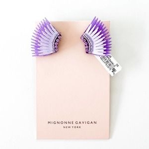 NWT Mignonne Gavigan "Mini Madeline" earrings in Periwinkle Purple